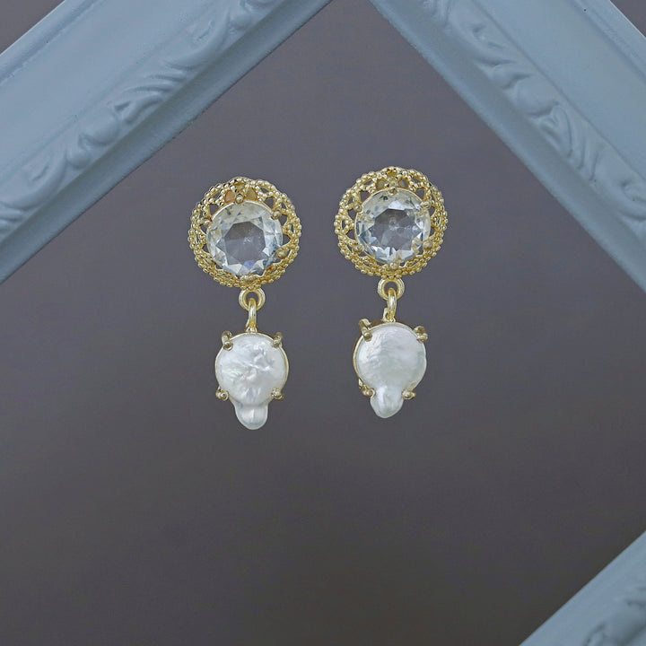 Ariah Real Baroque Floral Glossy Stone Earring