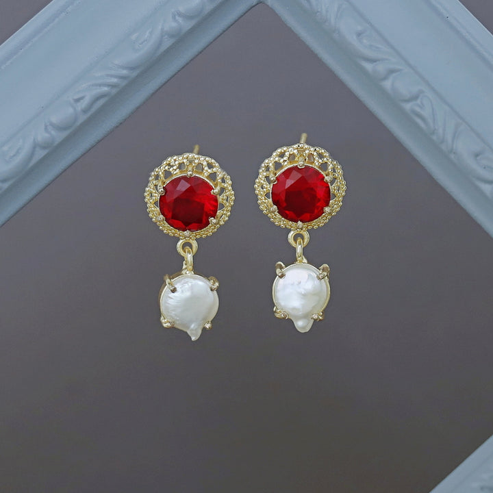 Ariah Real Baroque Floral Glossy Stone Earring