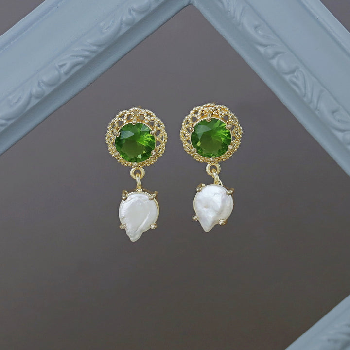 Ariah Real Baroque Floral Glossy Stone Earring