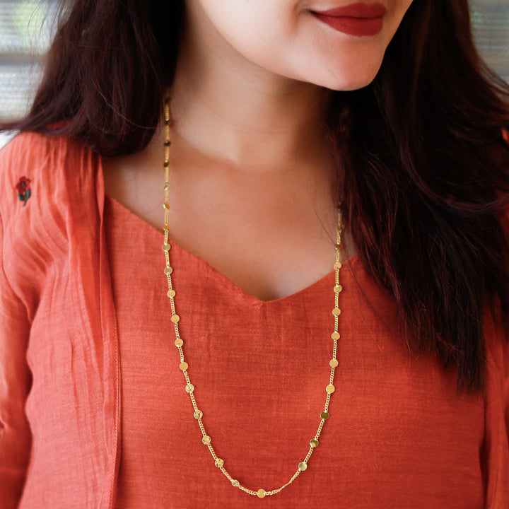 Fiora Golden Textured Long Neckpiece