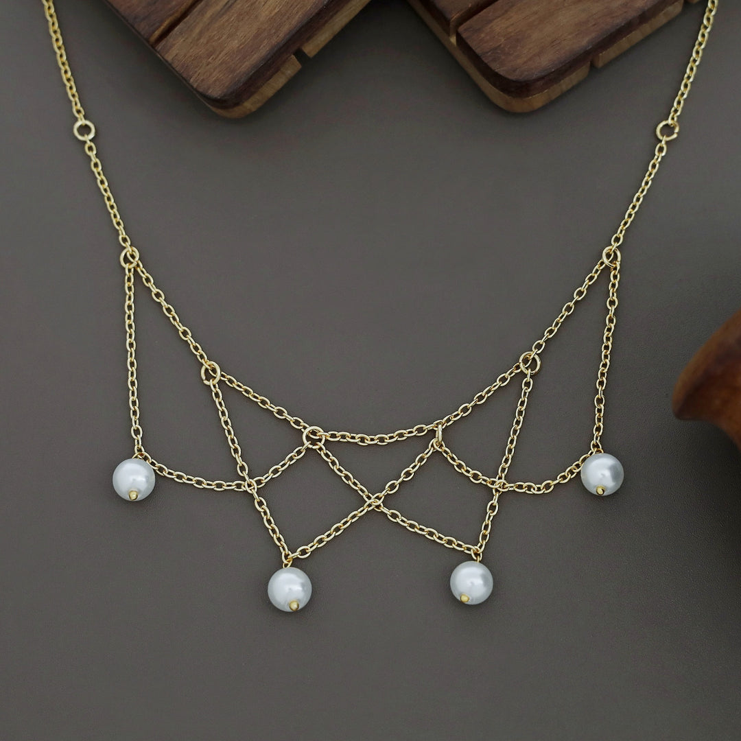 Adabelle Pearl Golden Inter Chain Neckpiece