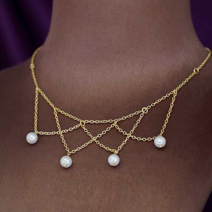 Adabelle Pearl Golden Inter Chain Neckpiece