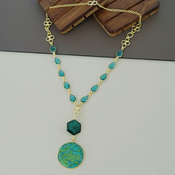 Jolene Golden Multishape Glossy Stone Neckpiece