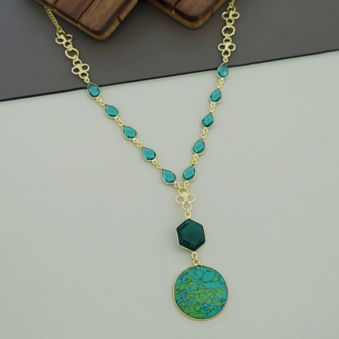 Jolene Golden Multishape Glossy Stone Neckpiece