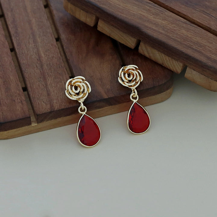 Rosette Drop Glossy Earring