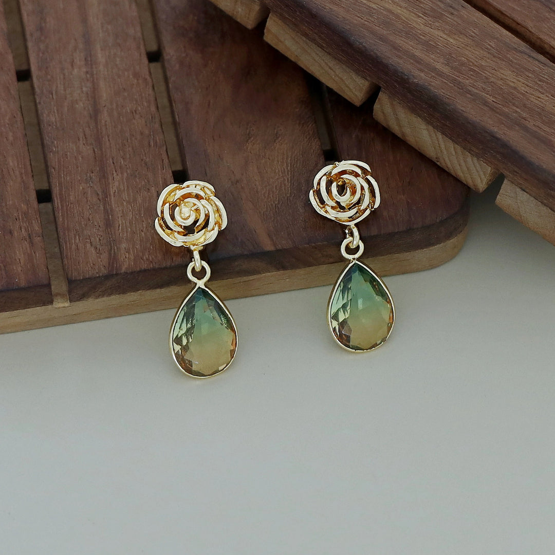 Rosette Drop Glossy Earring