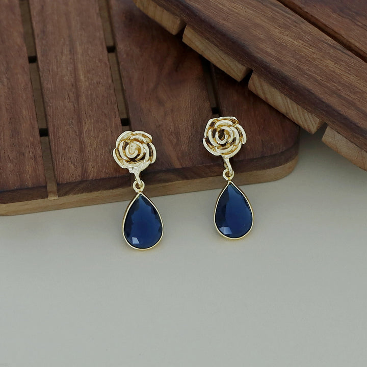 Rosette Drop Glossy Earring