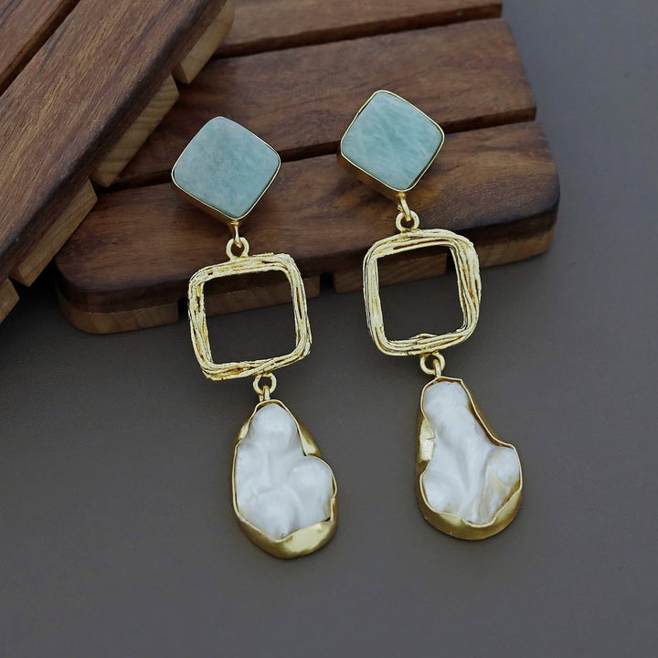 Niya Raw Stone Diamondina Baroque Earring