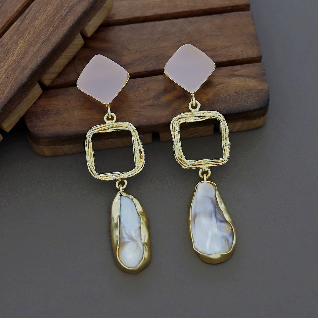 Niya Raw Stone Diamondina Baroque Earring