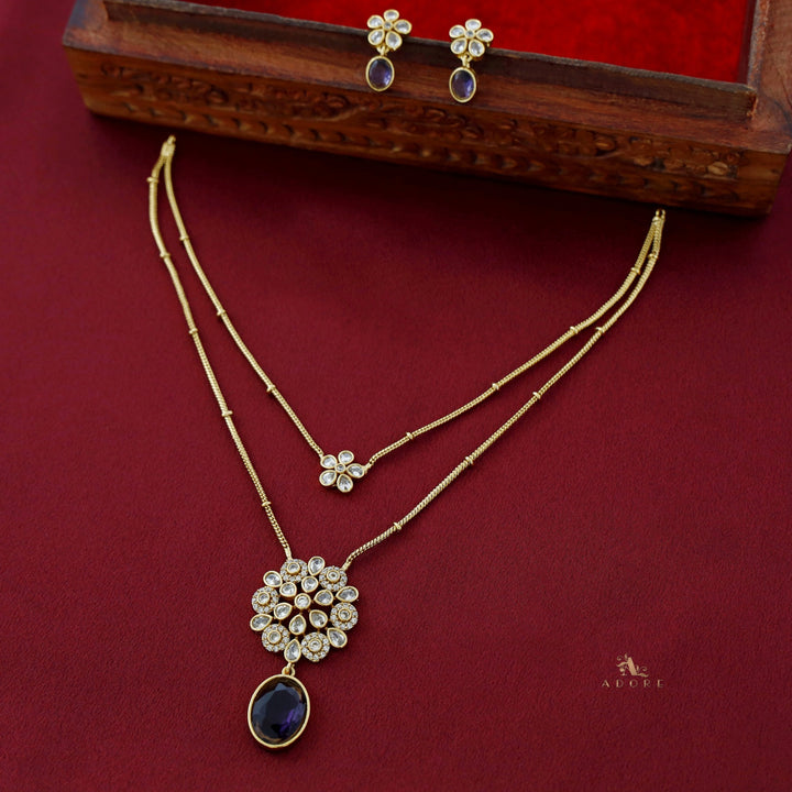Hiya 2 Layer Blossom Flower Neckpiece With Earring