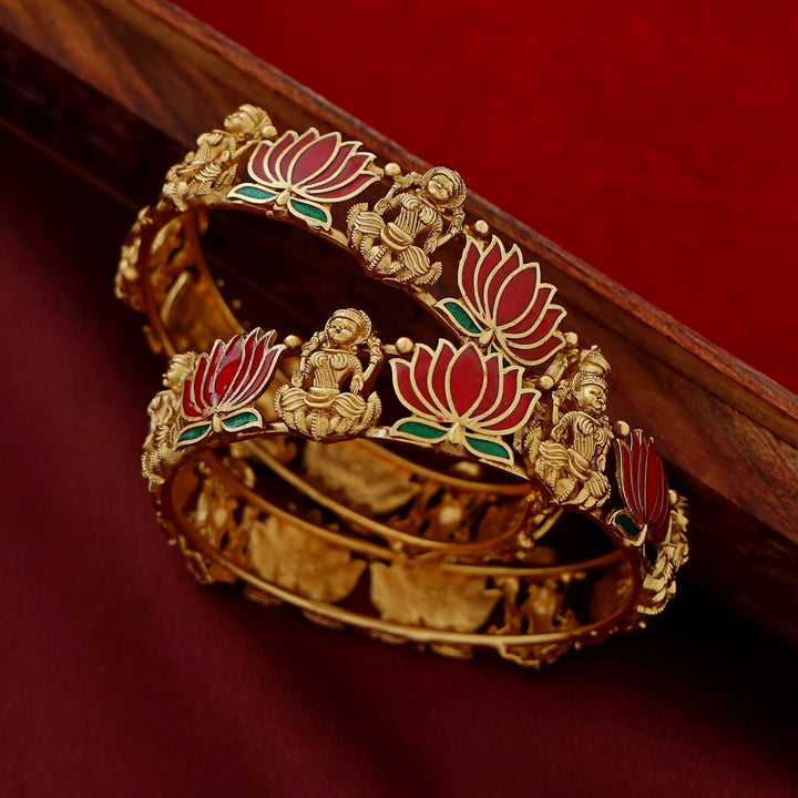 Advaita Enamel Lotus Devi Bangle (Set Of 2)