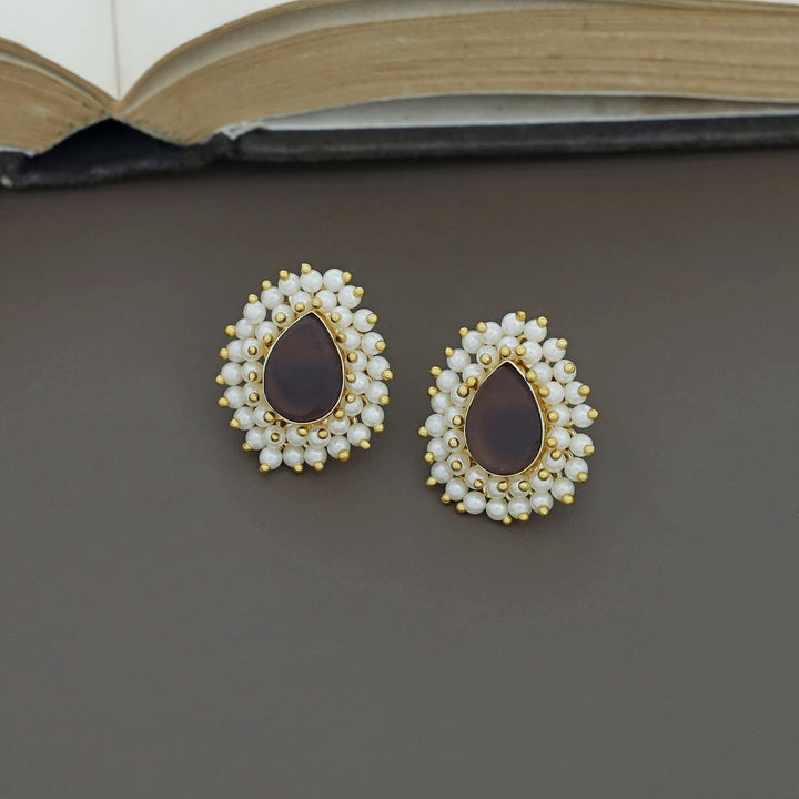 Ahelia Raw Stone Cluster Pearl Earring