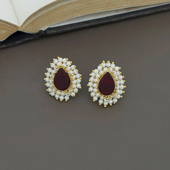 Ahelia Raw Stone Cluster Pearl Earring