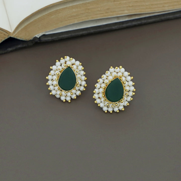 Ahelia Raw Stone Cluster Pearl Earring
