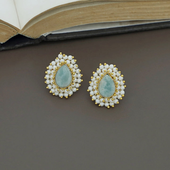 Ahelia Raw Stone Cluster Pearl Earring