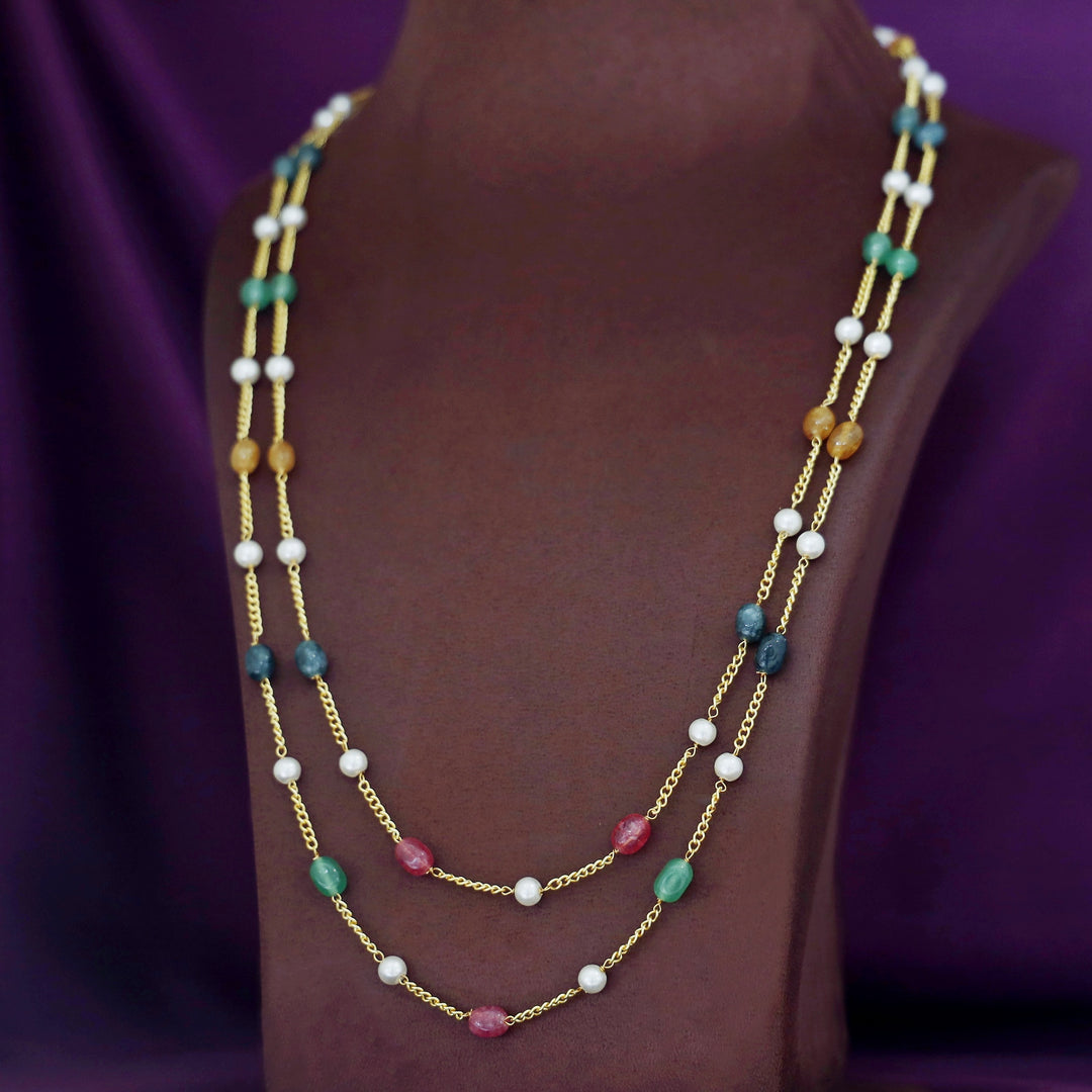Usha Golden Two Layer Pearl Neckpiece