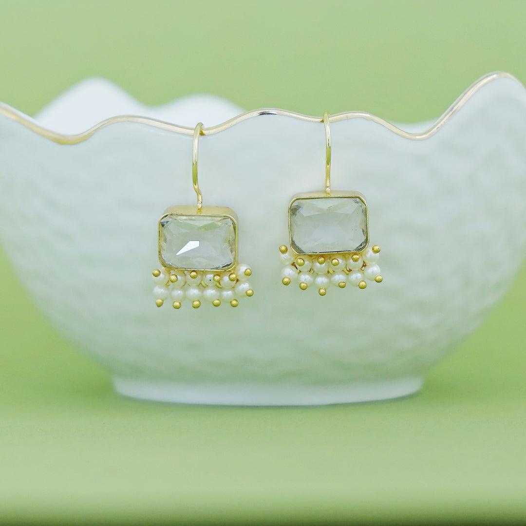 Glossy Rectangle Two Layer Pearl Drop