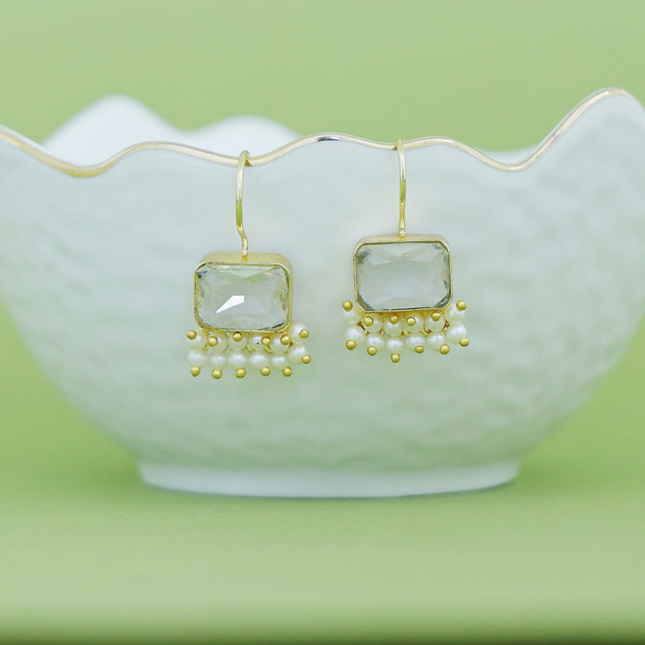 Glossy Rectangle Two Layer Pearl Drop