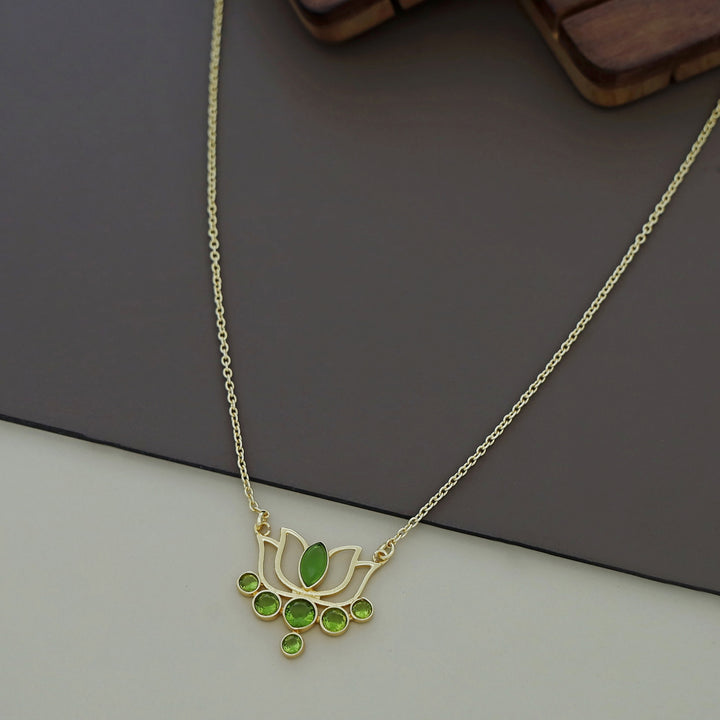 Nisha Golden Lotus Glossy Neckpiece