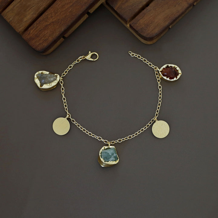 Lyricsa Raw Stone Coin Bracelet