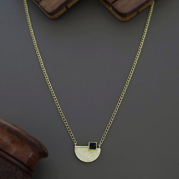 Golden Textured Semi Circle Druzy Stone Neckpiece