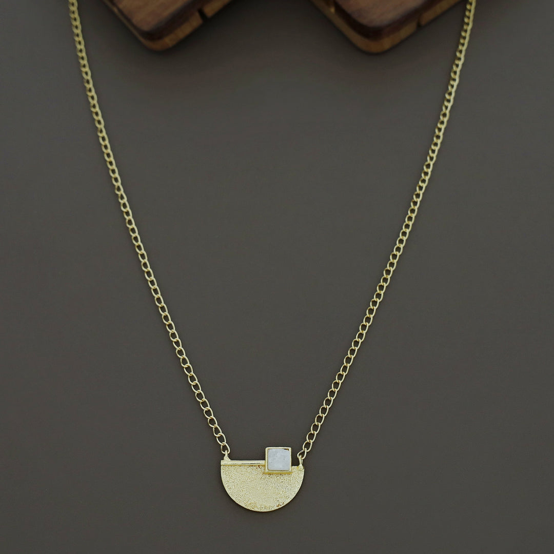 Golden Textured Semi Circle Druzy Stone Neckpiece