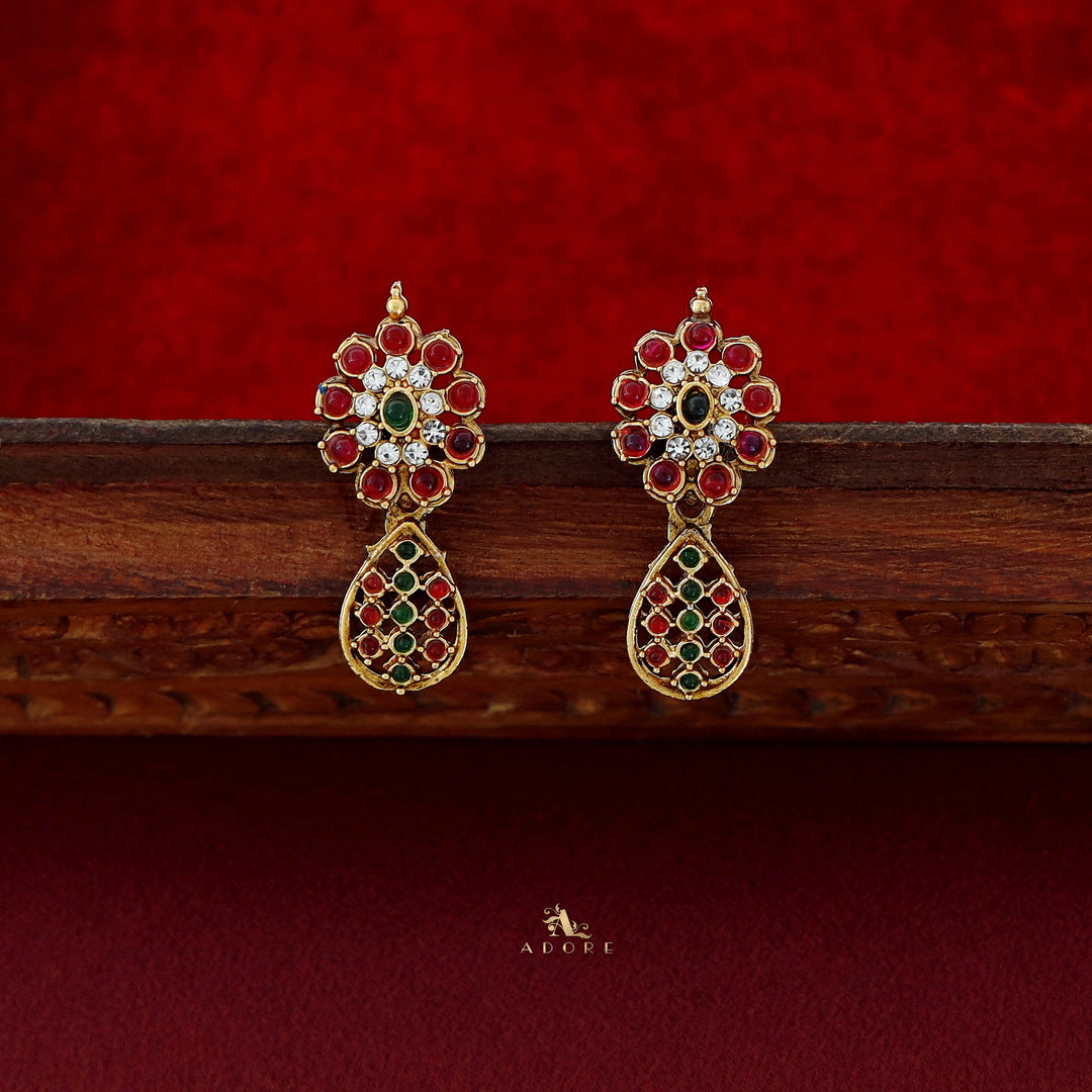 Adyashree Floral Kemp Short Neckpiece With Earring