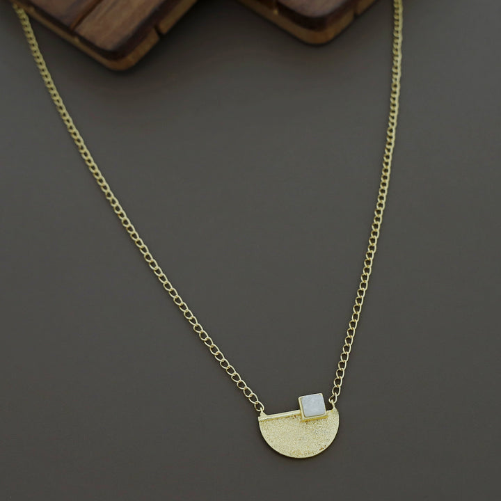Golden Textured Semi Circle Druzy Stone Neckpiece