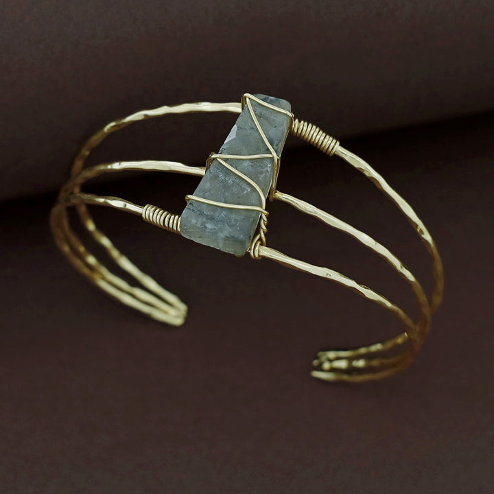 Eileen Golden Binded Raw Stone Bangle
