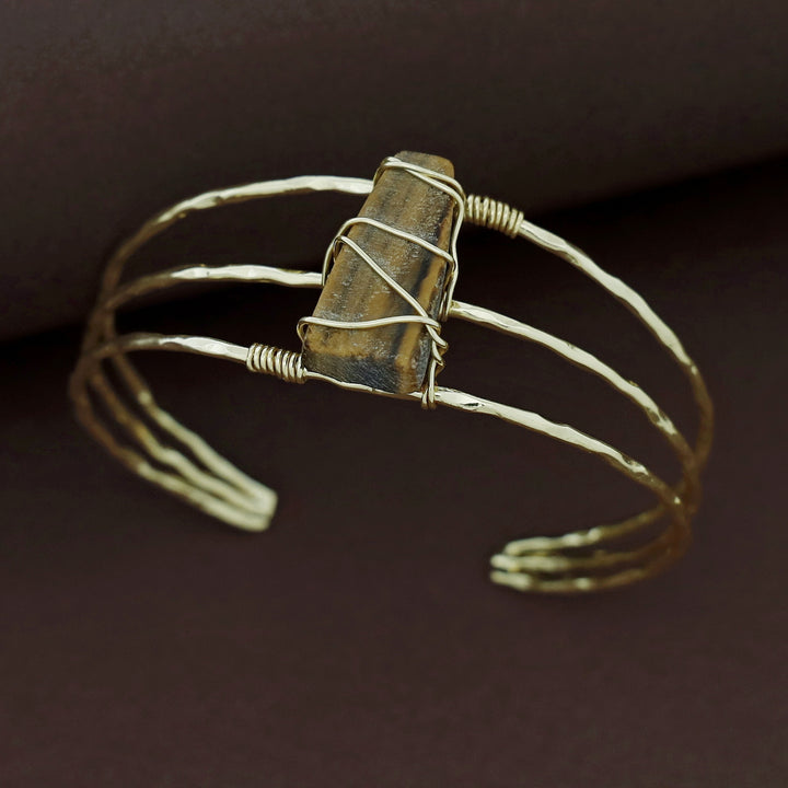 Eileen Golden Binded Raw Stone Bangle