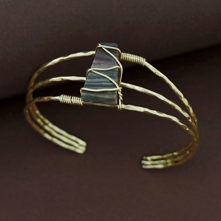 Eileen Golden Binded Raw Stone Bangle