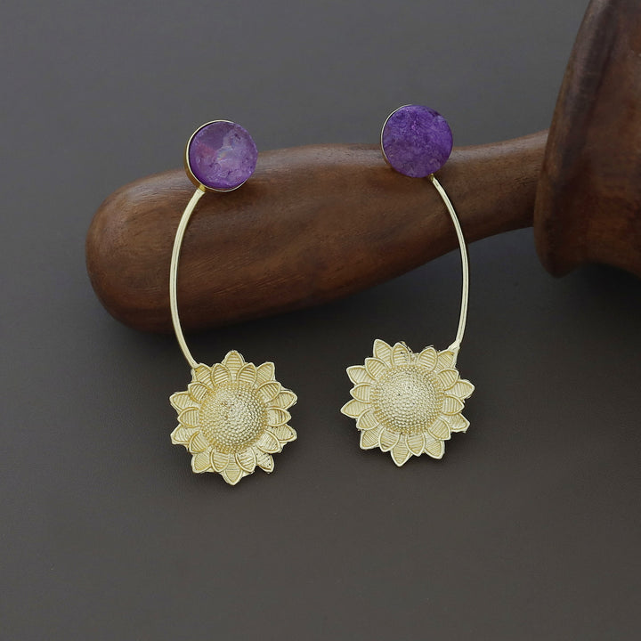 Camerina Golden Sunflower Dyed Stone Earring
