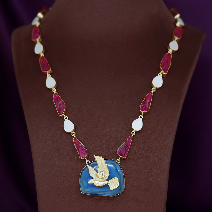Andrea Pigeon MOP + Dyed Agate Stone Neckpiece