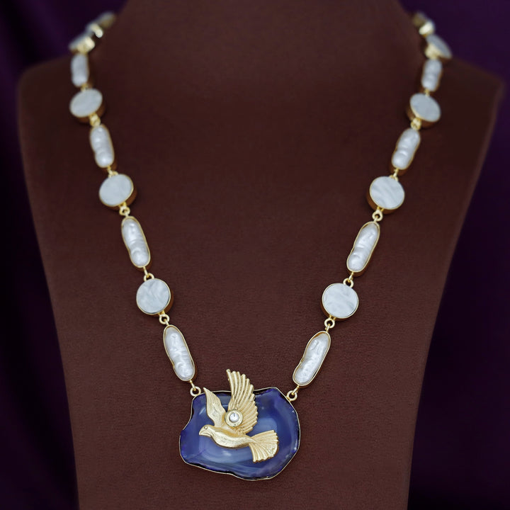 Andrea Pigeon MOP + Dyed Agate Stone Neckpiece