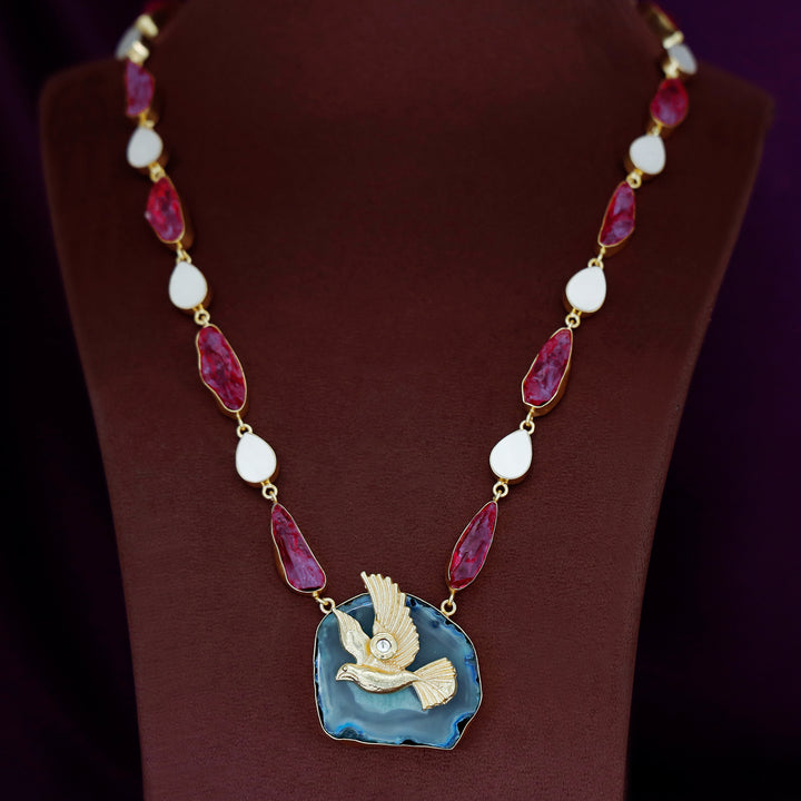 Andrea Pigeon MOP + Dyed Agate Stone Neckpiece