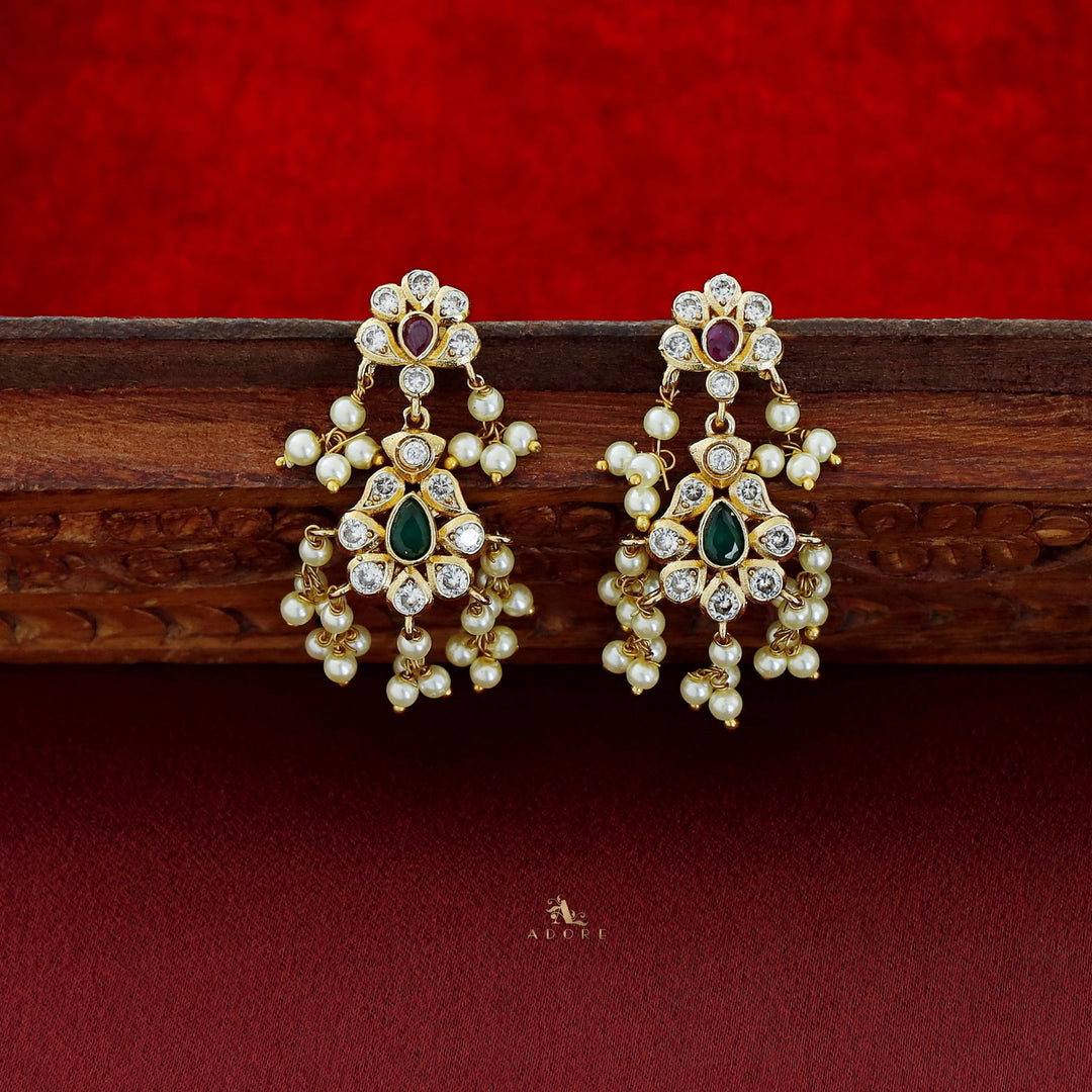 Premium Apsara Pearl Bridal Short Neckpiece With Earring