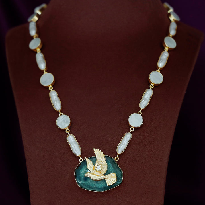 Andrea Pigeon MOP + Dyed Agate Stone Neckpiece