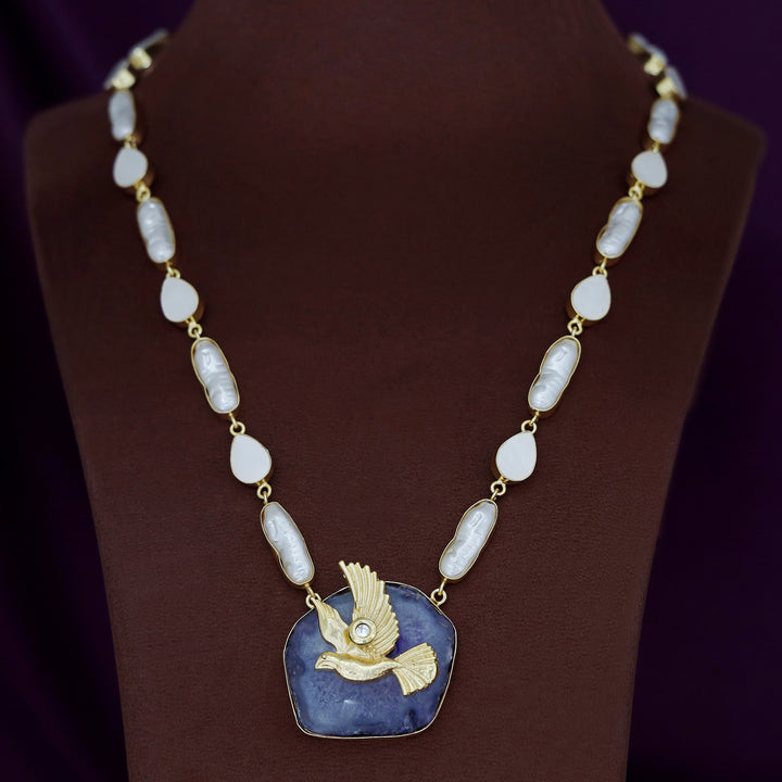 Andrea Pigeon MOP + Dyed Agate Stone Neckpiece