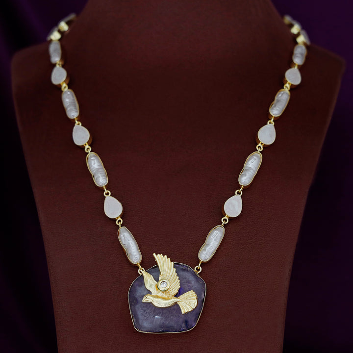 Andrea Pigeon MOP + Dyed Agate Stone Neckpiece