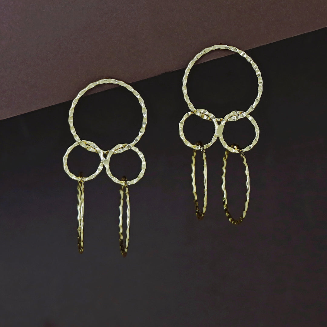 Ralana Golden Hammered 5 Circle Earring