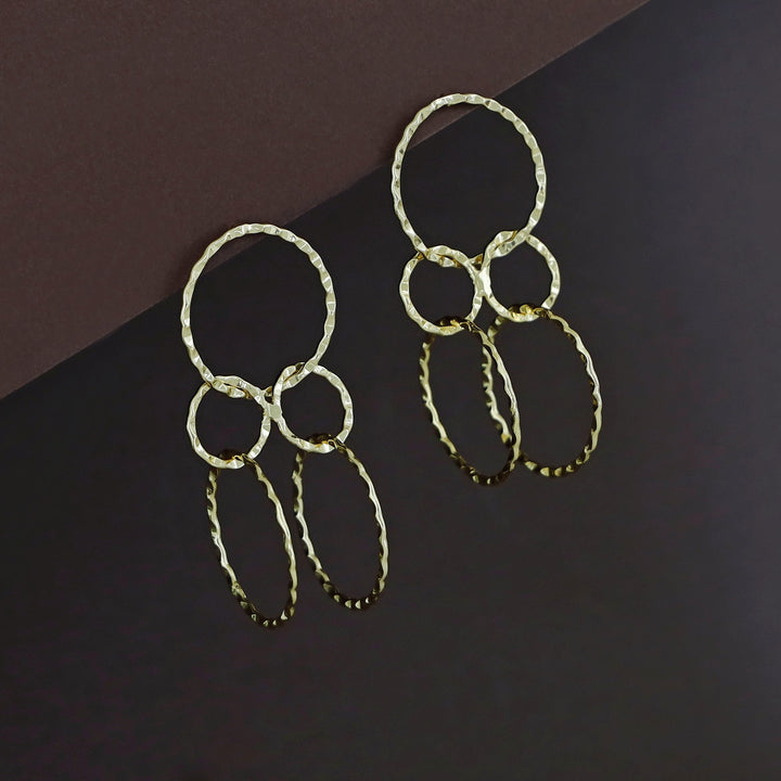 Ralana Golden Hammered 5 Circle Earring