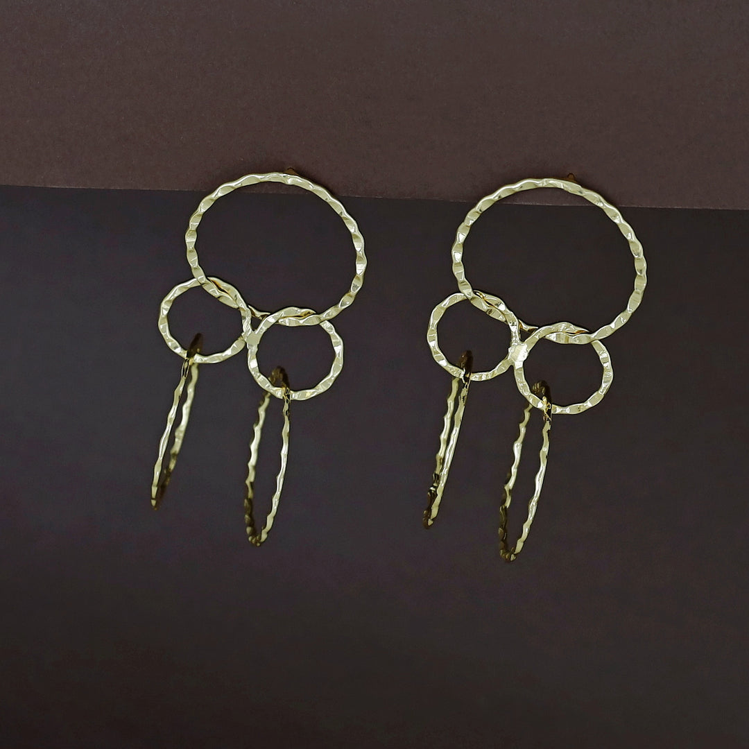 Ralana Golden Hammered 5 Circle Earring