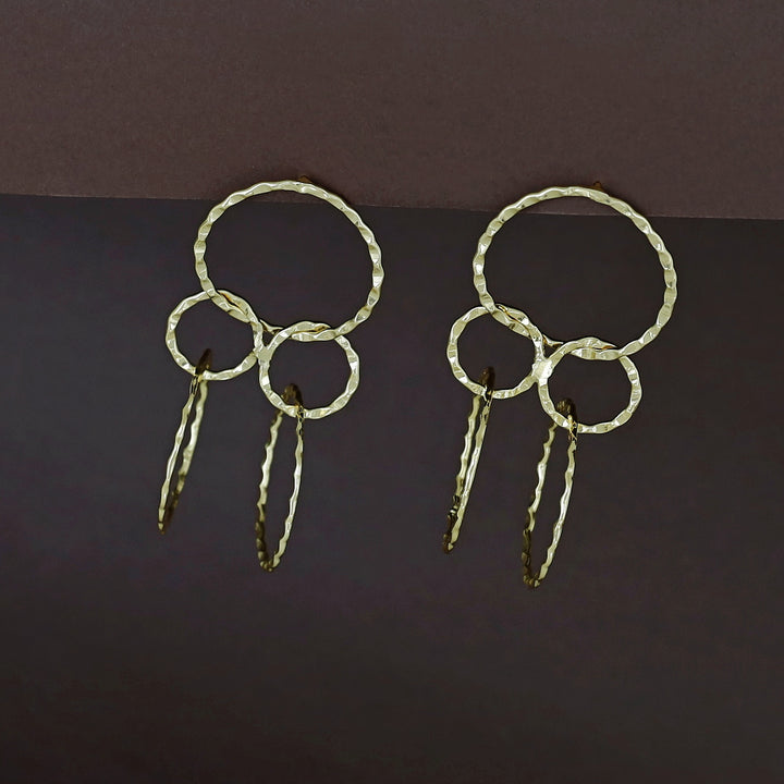 Ralana Golden Hammered 5 Circle Earring