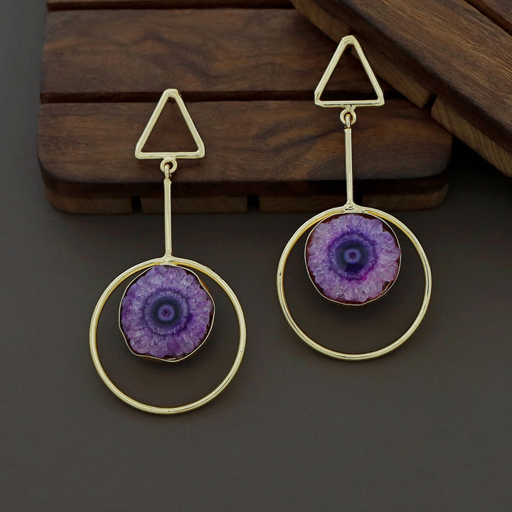 Bettie Triangle Pendulum Circle Agate Stone Earring