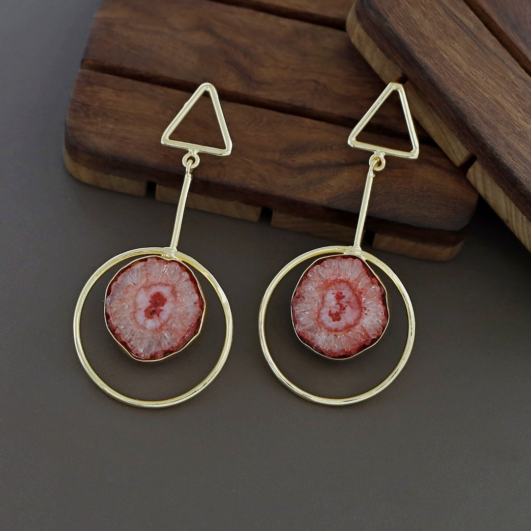 Bettie Triangle Pendulum Circle Agate Stone Earring