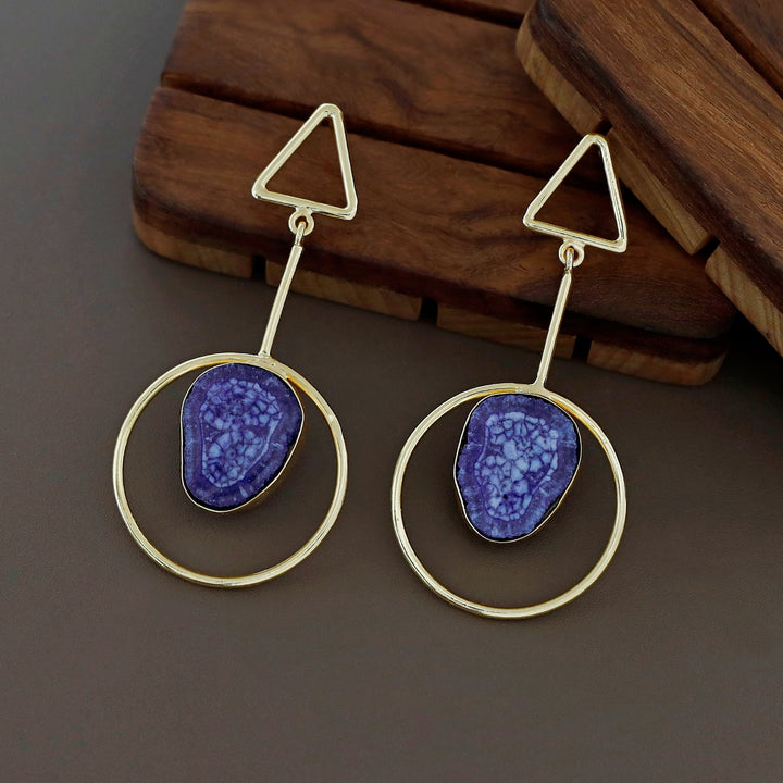 Bettie Triangle Pendulum Circle Agate Stone Earring