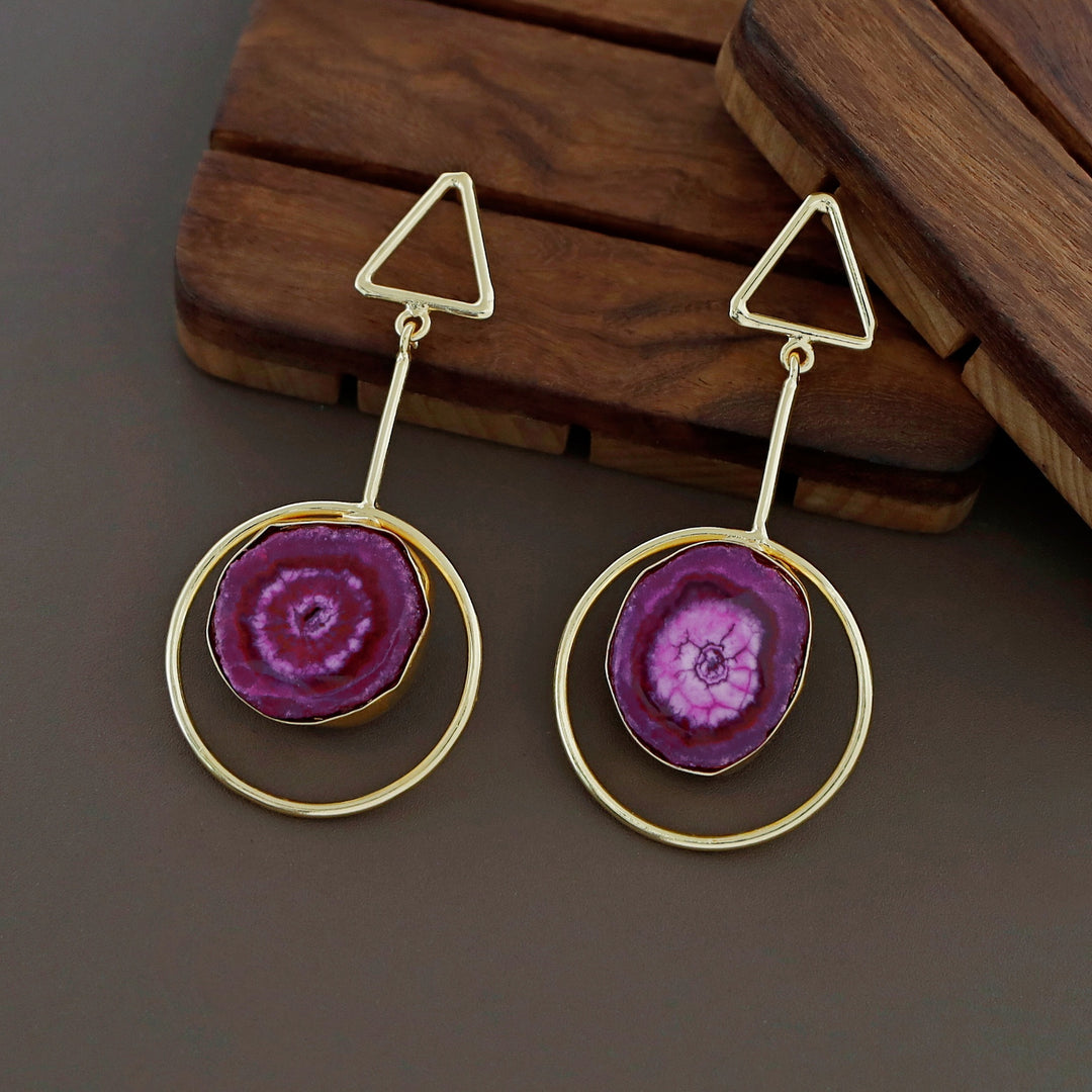 Bettie Triangle Pendulum Circle Agate Stone Earring