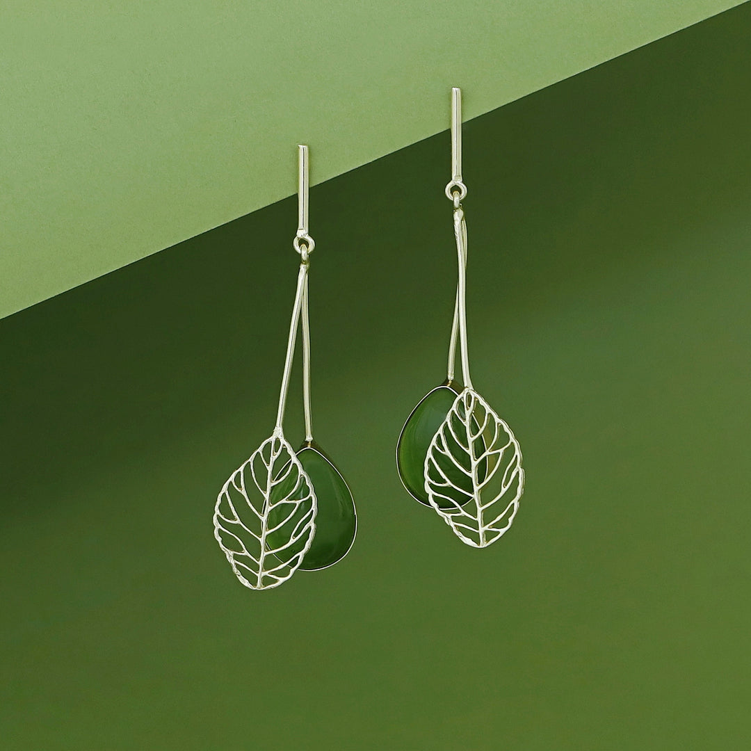 Aayla Golden Leafy Glossy Stone Earring