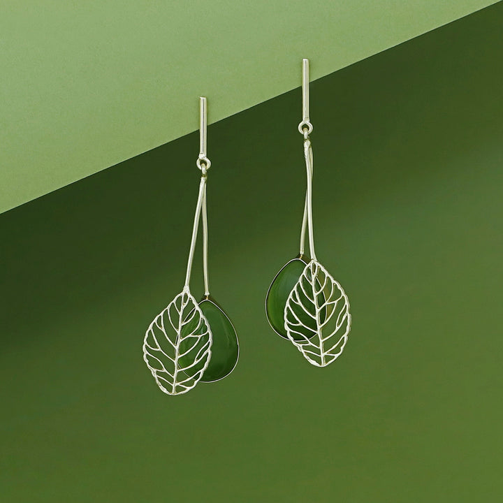 Aayla Golden Leafy Glossy Stone Earring