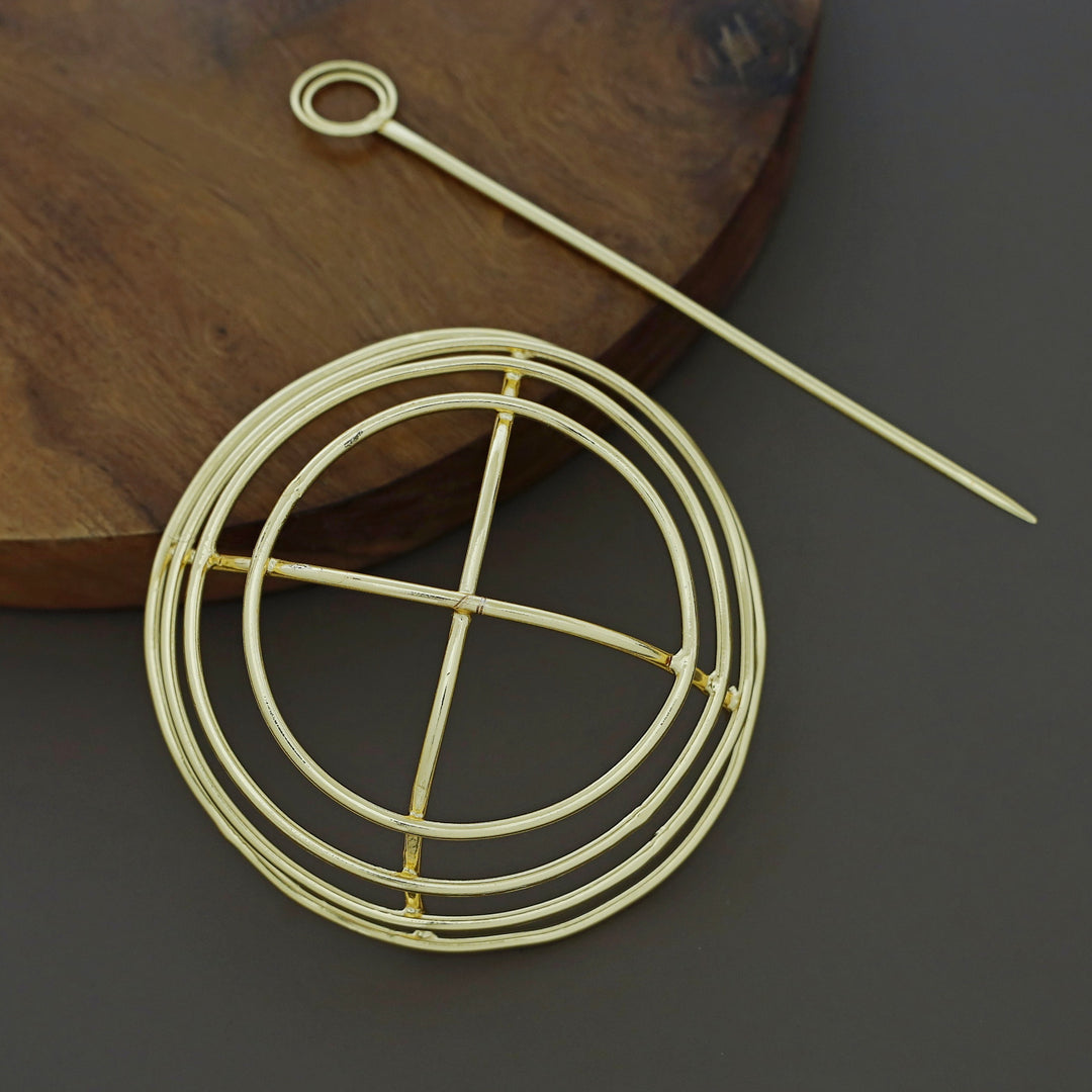 Emerie Golden Hair Bun Cage With Stick